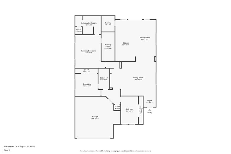 2,310/Mo, 207 Mentor Dr Arlington, TX 76002 Floor Plan View