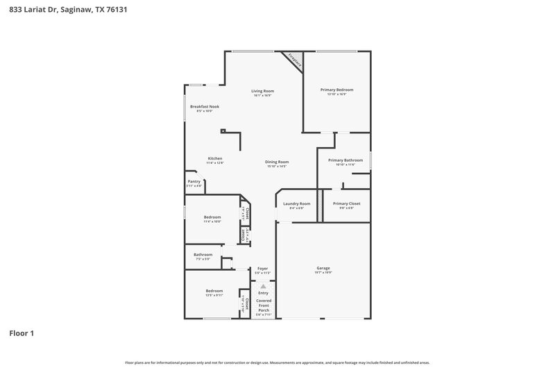 2,170/Mo, 833 Lariat Dr Saginaw, TX 76131 Floor Plan View