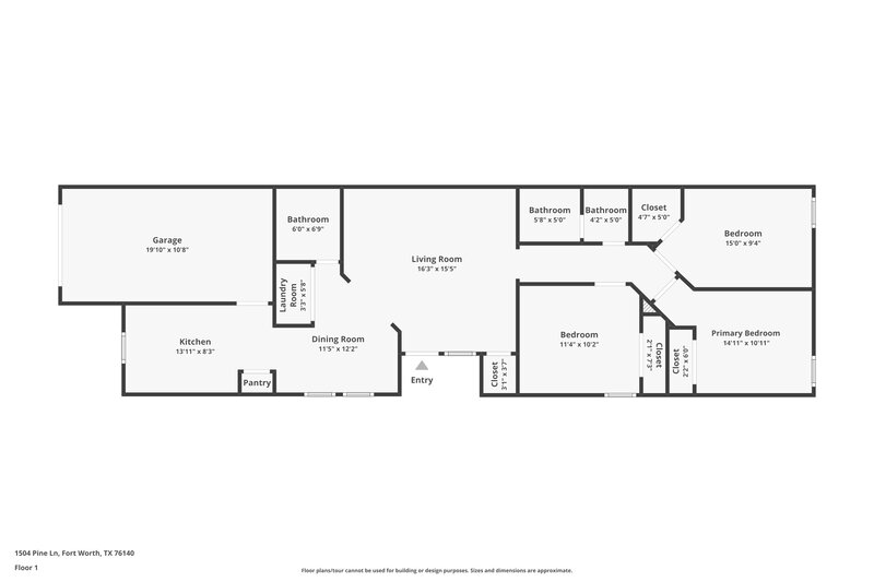 1,665/Mo, 1504 Pine Ln Fort Worth, TX 76140 Floor Plan View
