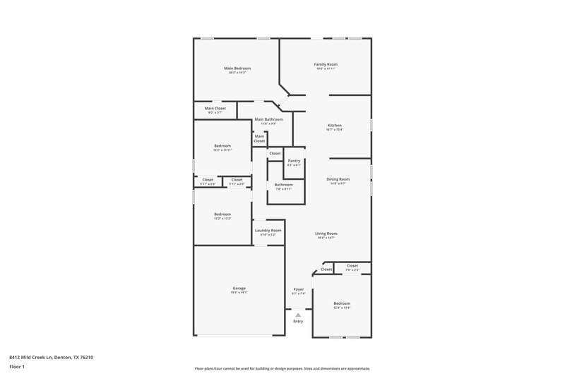 2,265/Mo, 8412 Mild Creek Ln Denton, TX 76210 Floor Plan View