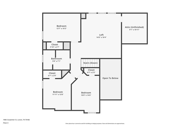 2,150/Mo, 1082 Carpenter Ct Lavon, TX 75166 Floor Plan View 2