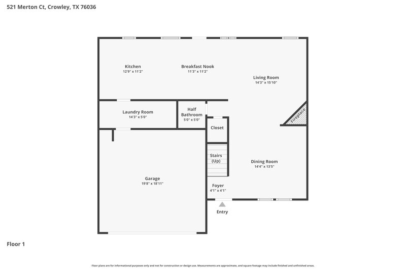 1,985/Mo, 521 Merton Ct Crowley, TX 76036 Floor Plan View