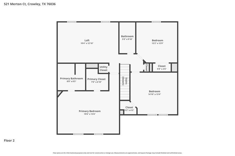 1,985/Mo, 521 Merton Ct Crowley, TX 76036 Floor Plan View 2