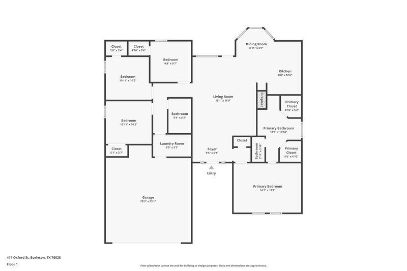 2,225/Mo, 417 Oxford St Burleson, TX 76028 Floor Plan View