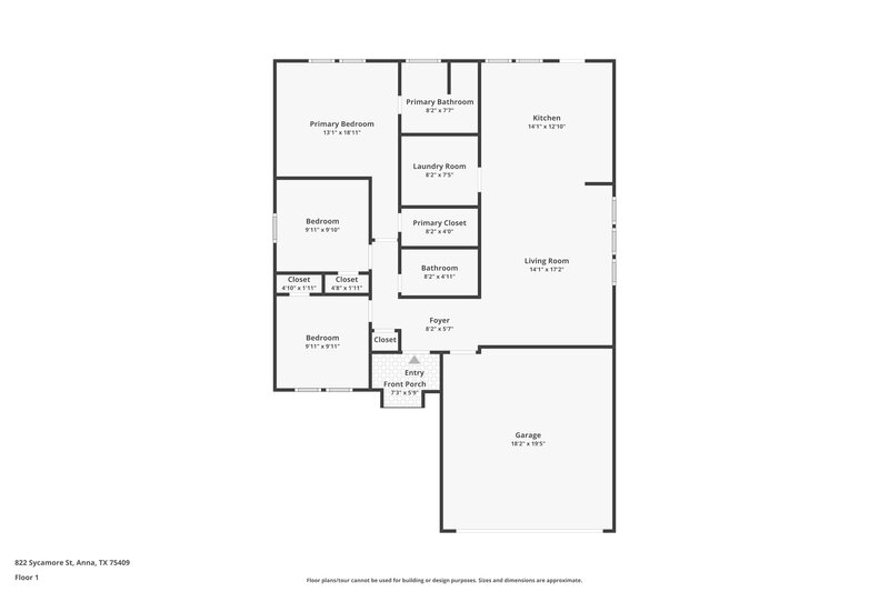 1,695/Mo, 822 Sycamore St Anna, TX 75409 Floor Plan View