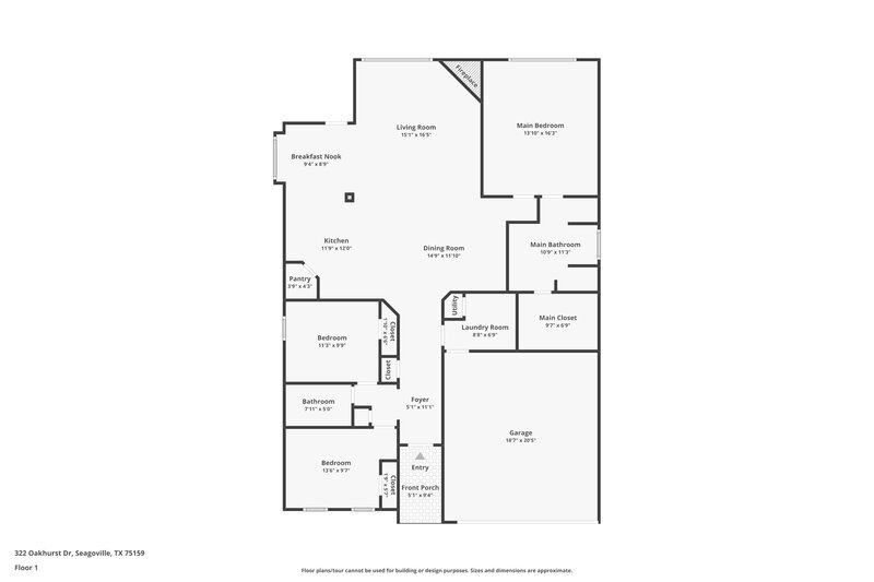 1,880/Mo, 322 Oakhurst Dr Seagoville, TX 75159 Floor Plan View