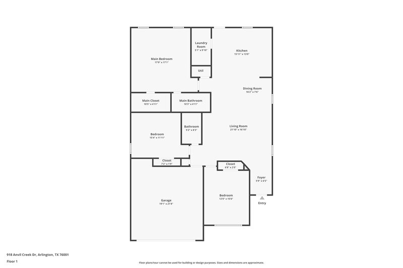 2,055/Mo, 918 Anvil Creek Dr Arlington, TX 76001 Floor Plan View