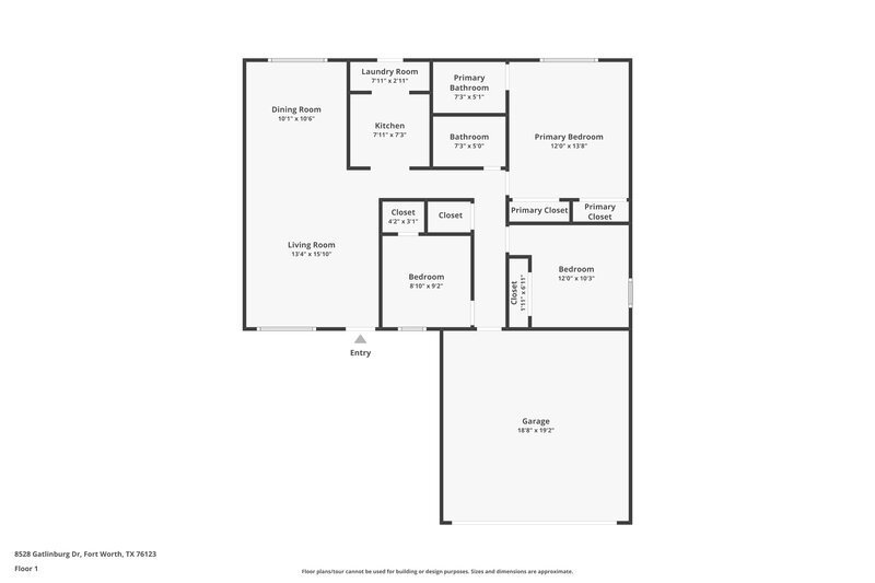 1,770/Mo, 8528 Gatlinburg Dr Fort Worth, TX 76123 Floor Plan View