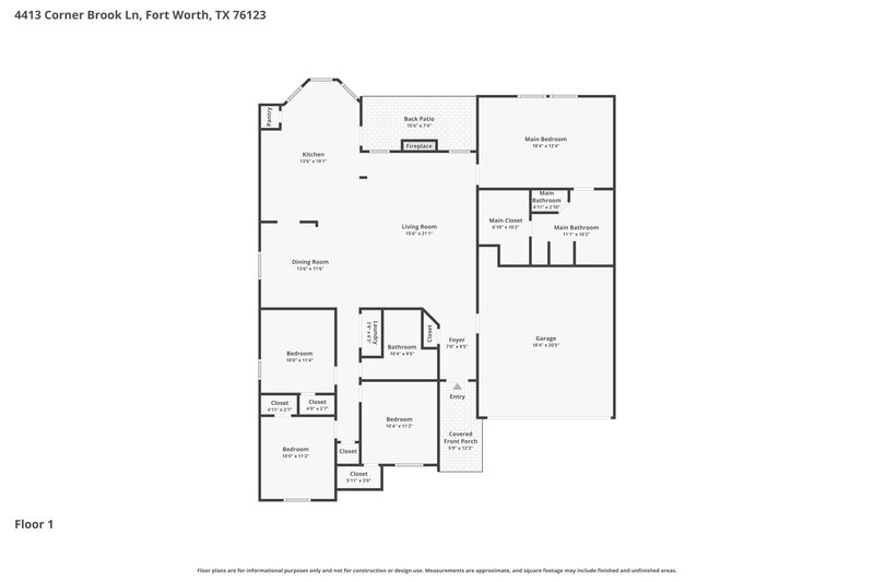 2,235/Mo, 4413 Corner Brook Ln Fort Worth, TX 76123 Floor Plan View