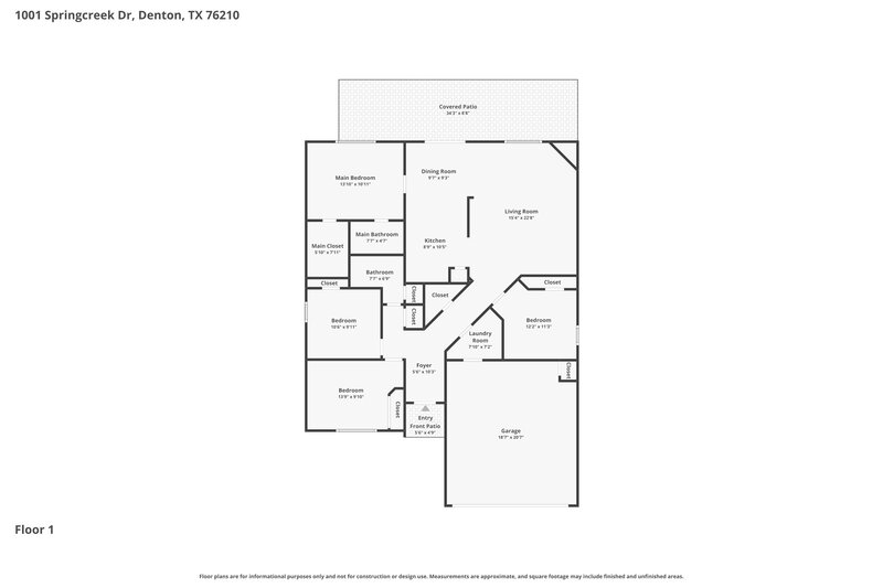 2,270/Mo, 1001 Springcreek Dr Denton, TX 76210 Floor Plan View