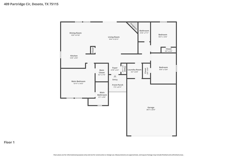 2,235/Mo, 409 Partridge Cir Desoto, TX 75115 Floor Plan View