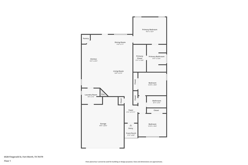 2,290/Mo, 6528 Fitzgerald St Fort Worth, TX 76179 Floor Plan View