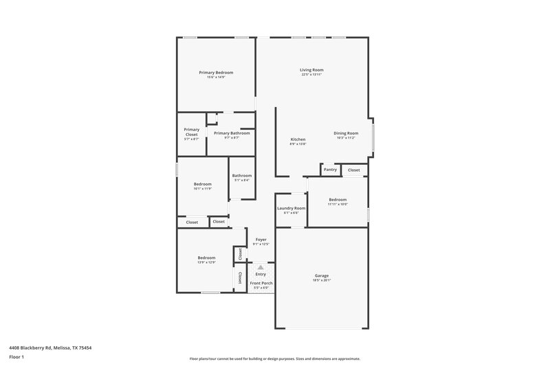 2,055/Mo, 4408 Blackberry Rd Melissa, TX 75454 Floor Plan View