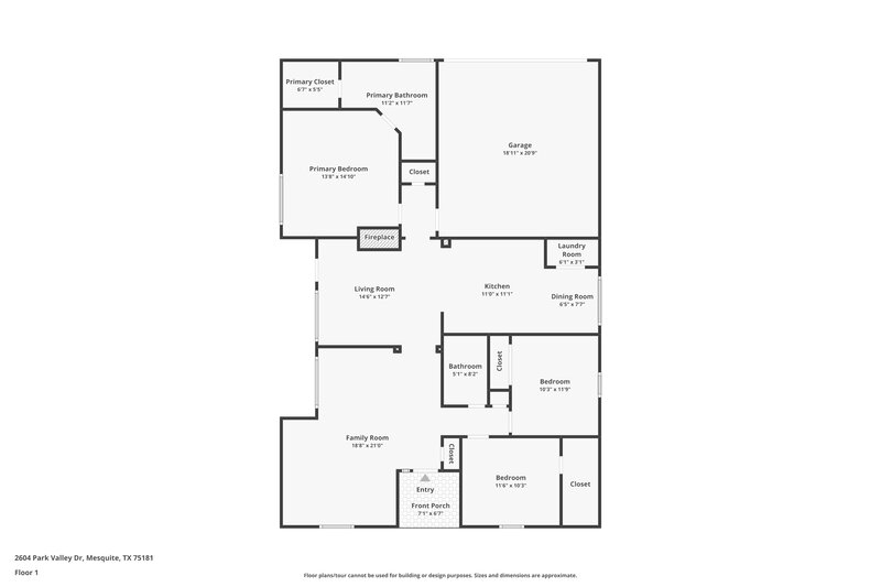 2,225/Mo, 2604 Park Valley Dr Mesquite, TX 75181 Floor Plan View