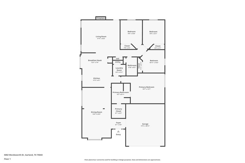 2,255/Mo, 5002 Wordsworth Dr Garland, TX 75043 Floor Plan View
