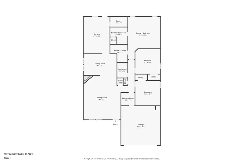 2,100/Mo, 1977 Lariat Dr Justin, TX 76247 Floor Plan View