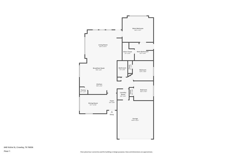 2,380/Mo, 648 Vickie St Crowley, TX 76036 Floor Plan View