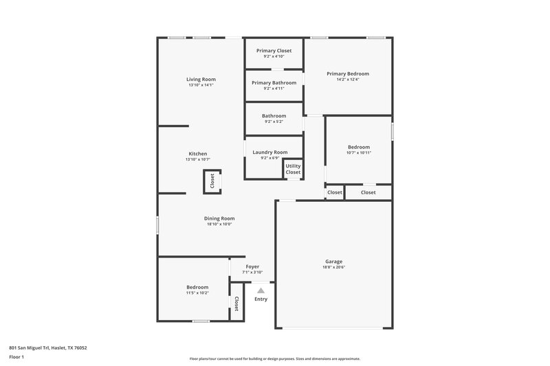 1,760/Mo, 801 San Miguel Trl Haslet, TX 76052 Floor Plan View