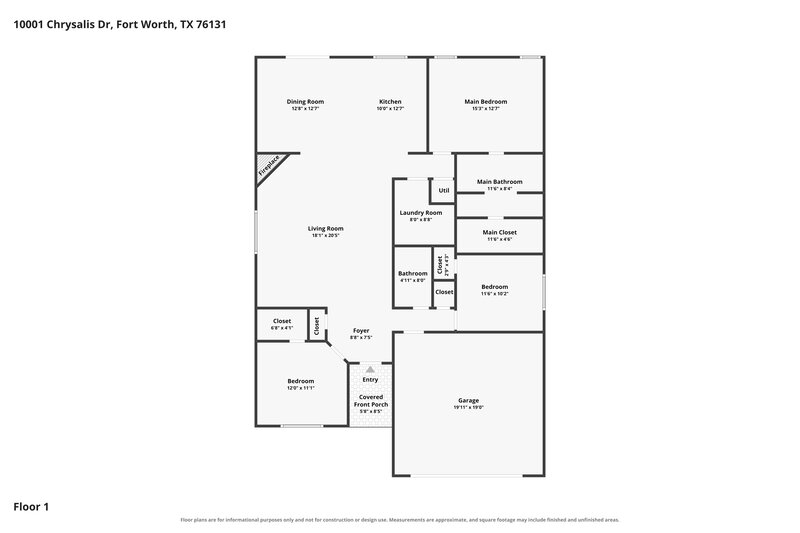 1,730/Mo, 10001 Chrysalis Dr Fort Worth, TX 76131 Floor Plan View