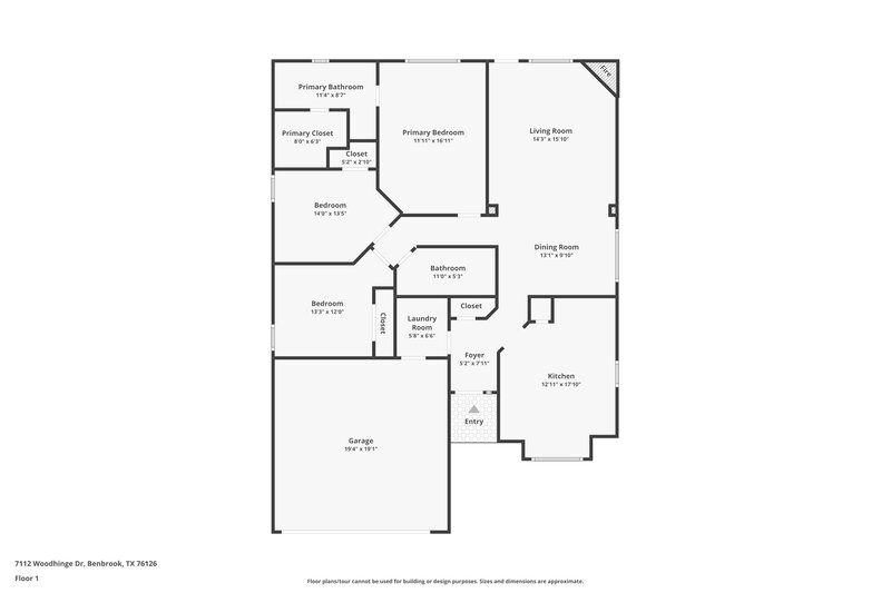 2,070/Mo, 7112 Woodhinge Dr Benbrook, TX 76126 Floorplan View