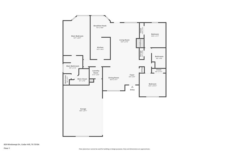 2,175/Mo, 829 Windswept Dr Cedar Hill, TX 75104 Floor Plan View