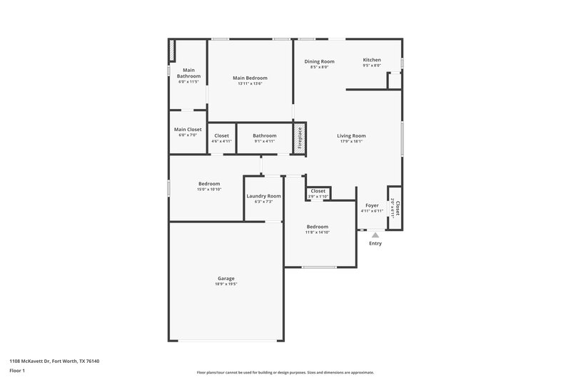 1,705/Mo, 1108 McKavett Dr Fort Worth, TX 76140 Floor Plan View