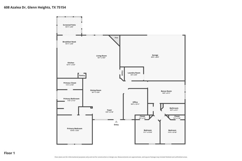 2,600/Mo, 608 Azalea Dr Glenn Heights, TX 75154 Floorplan View