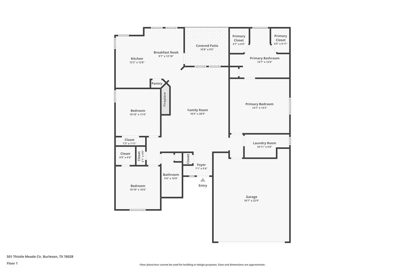 2,060/Mo, 501 Thistle Meade Cir Burleson, TX 76028 Floor Plan View