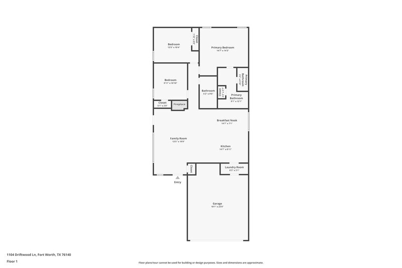 1,795/Mo, 1104 Driftwood Ln Fort Worth, TX 76140 Floor Plan View