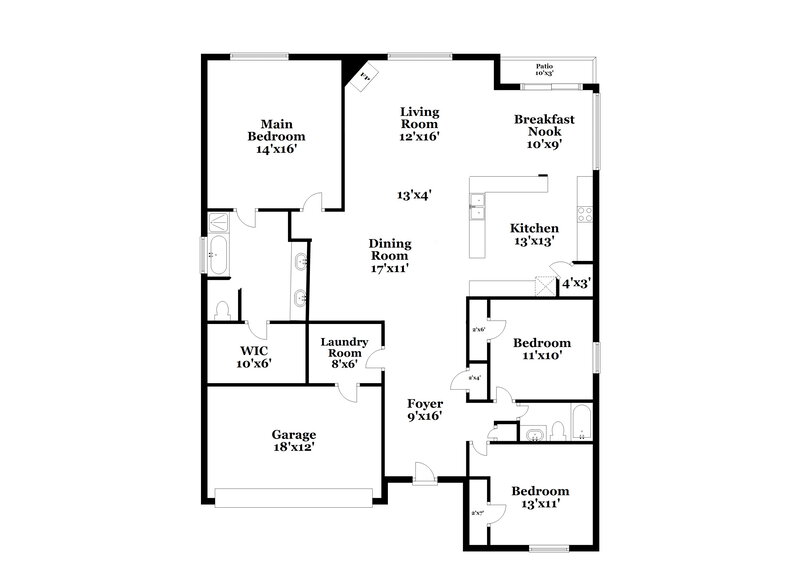 2,230/Mo, 1402 Kilkenny Dr Arlington, TX 76002 Floor Plan View