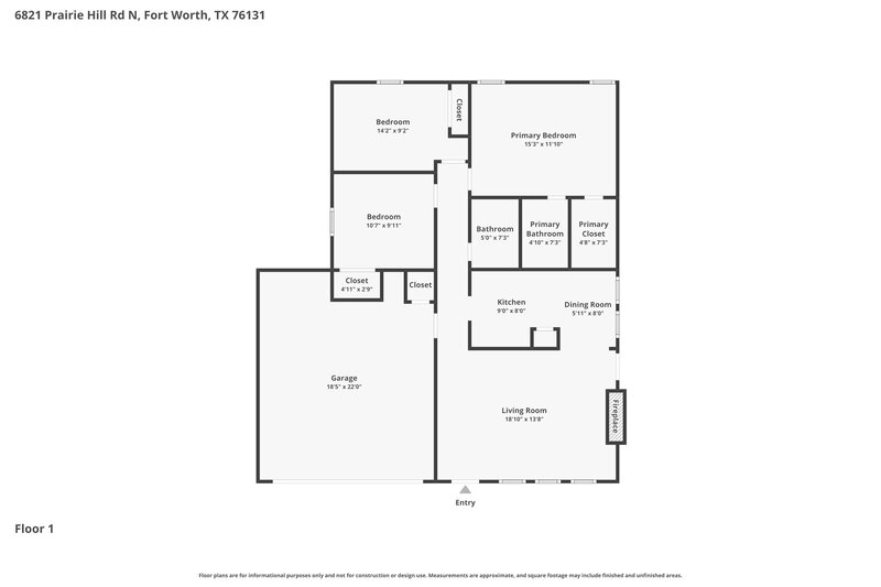 1,885/Mo, 6821 Prairie Hill Rd N Fort Worth, TX 76131 Floor Plan View