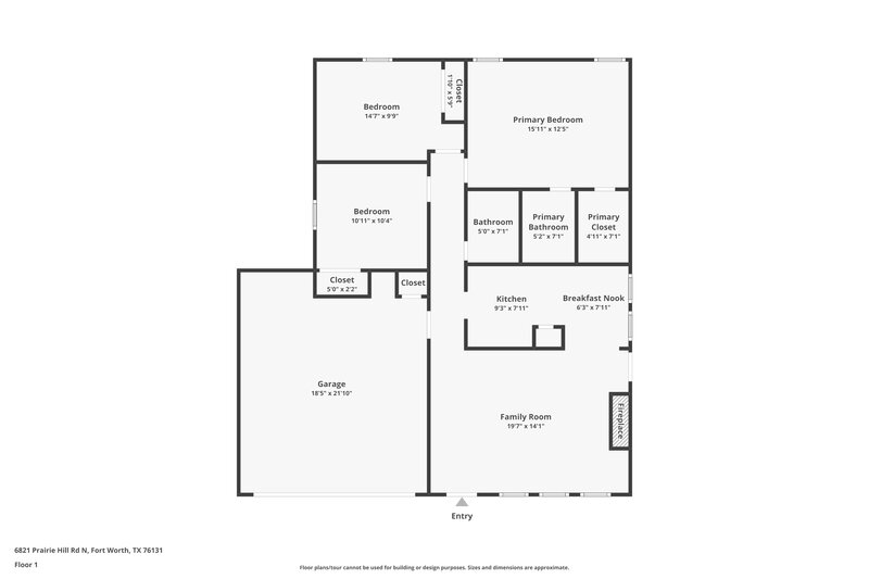 1,755/Mo, 6821 Prairie Hill Rd N Fort Worth, TX 76131 Floorplan View