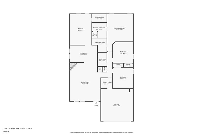 1,775/Mo, 1924 Kittredge Way Justin, TX 76247 Floor Plan View