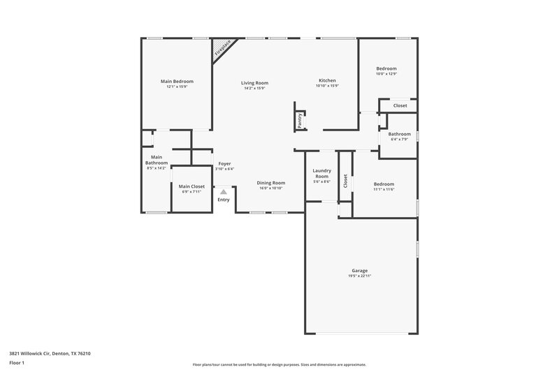1,900/Mo, 3821 Willowick Cir Denton, TX 76210 Floor Plan View