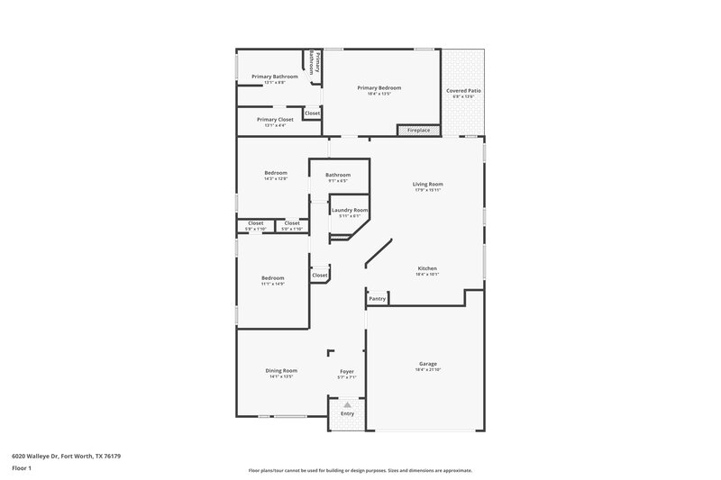 1,970/Mo, 6020 Walleye Dr Fort Worth, TX 76179 Floor Plan View
