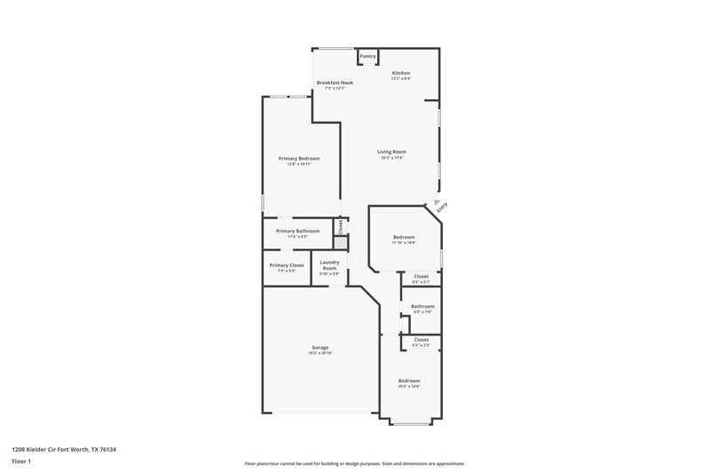 1,630/Mo, 1208 Kielder Cir Fort Worth, TX 76134 Floor Plan View