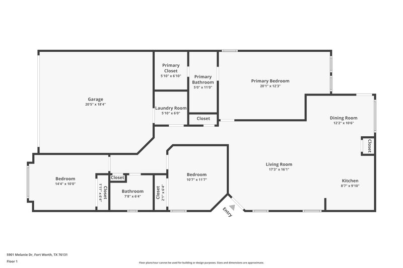 2,010/Mo, 5901 Melanie Dr Fort Worth, TX 76131 Floor Plan View