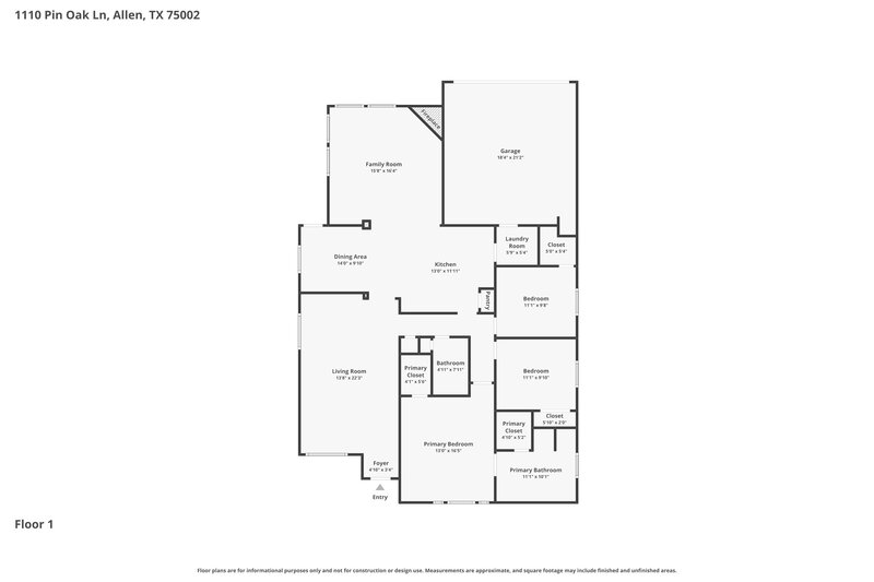 2,325/Mo, 1110 Pin Oak Ln Allen, TX 75002 Floor Plan View