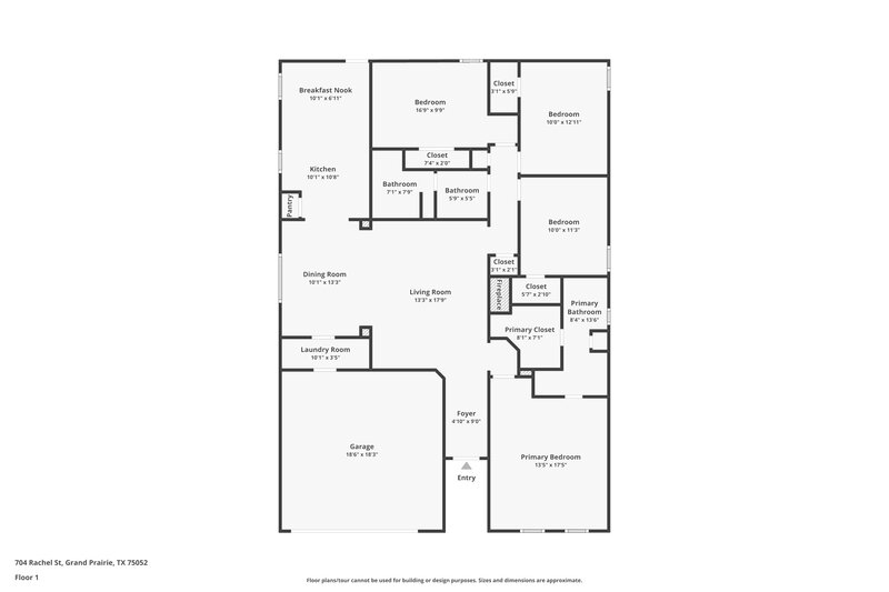 2,215/Mo, 704 Rachel St Grand Prairie, TX 75052 Floor Plan View