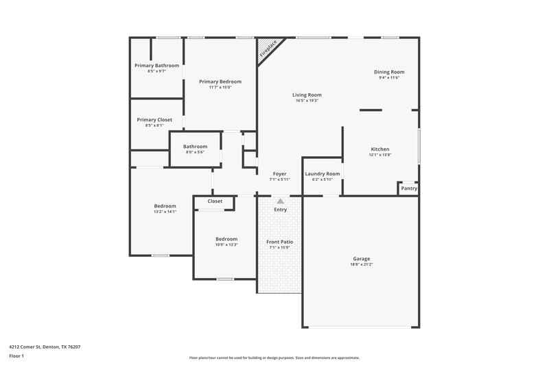 1,910/Mo, 4212 Comer St Denton, TX 76207 Floor Plan View