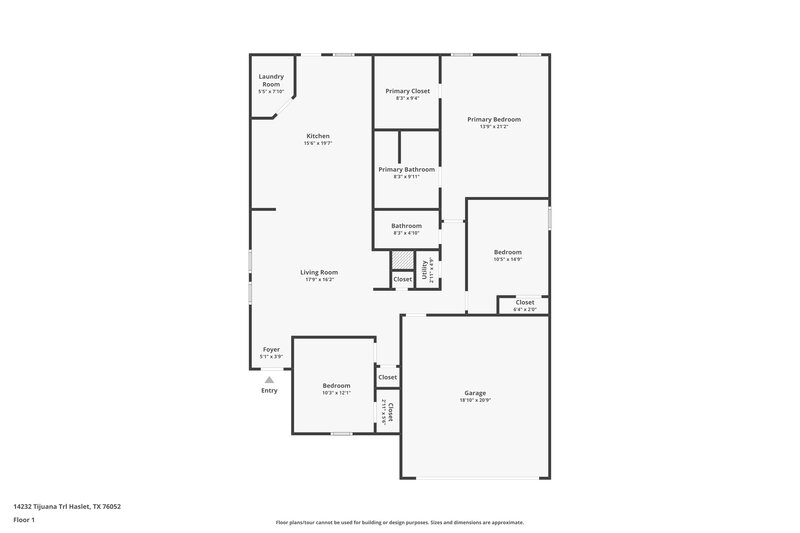 1,805/Mo, 14232 Tijuana Trl Haslet, TX 76052 Floor Plan View