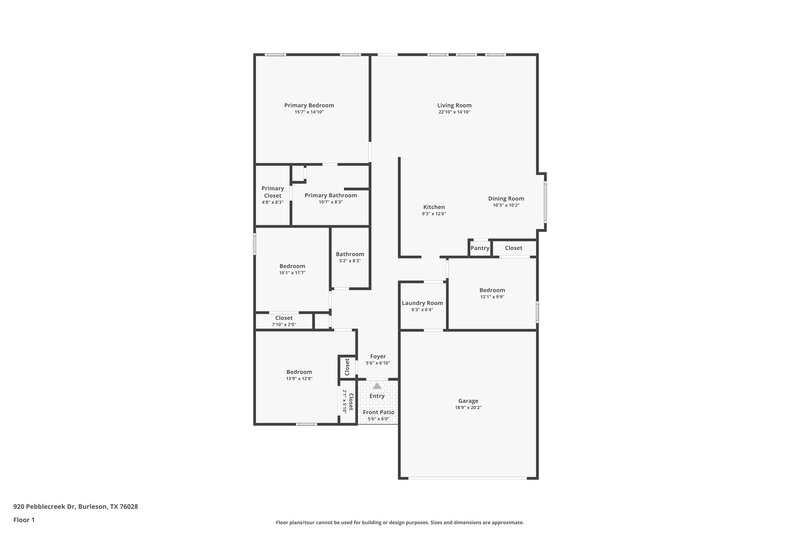 2,185/Mo, 920 Pebblecreek Dr Burleson, TX 76028 Floor Plan View