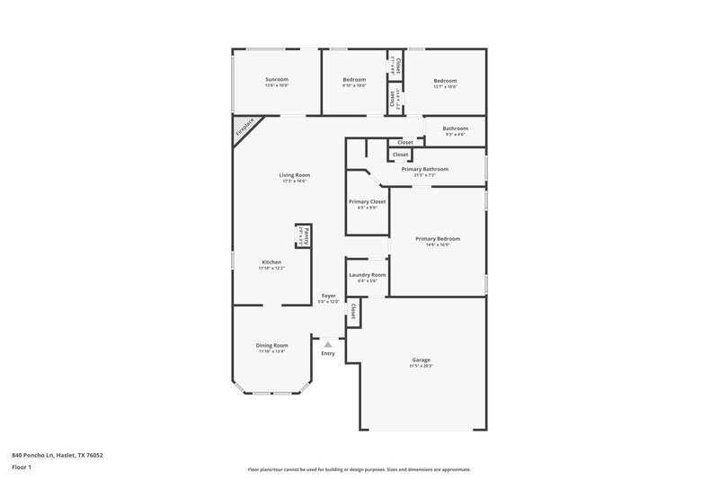 1,970/Mo, 840 Poncho Ln Haslet, TX 76052 Floor Plan View