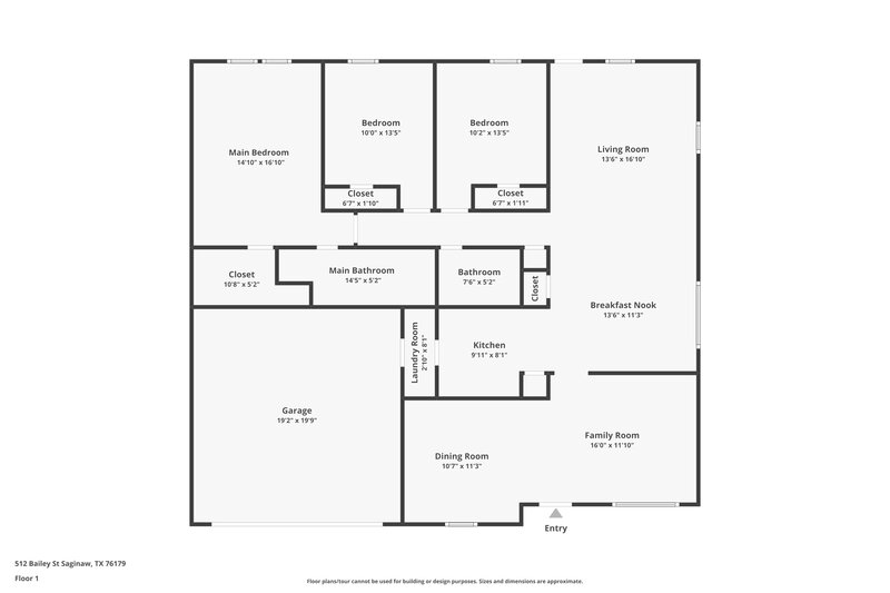 1,820/Mo, 512 Bailey St Saginaw, TX 76179 Floor Plan View