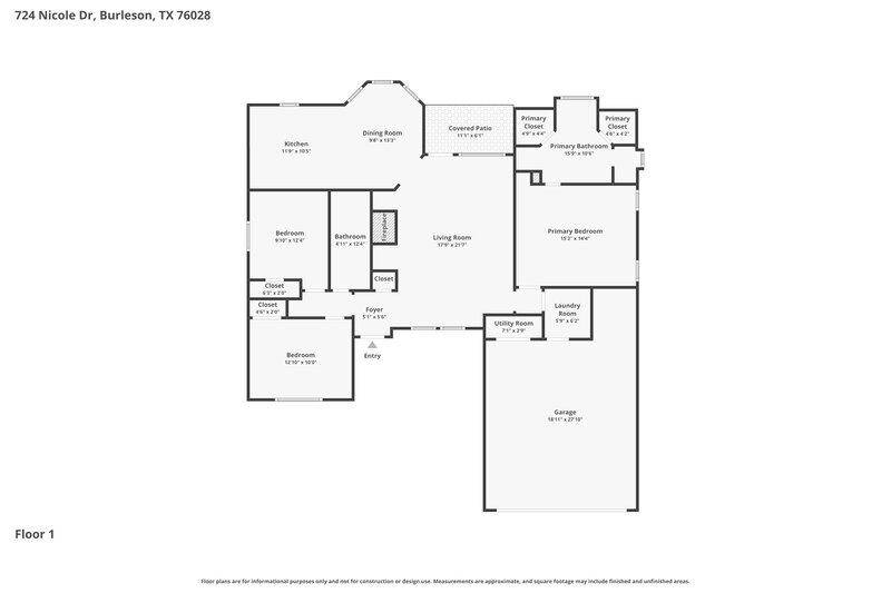 1,915/Mo, 724 Nicole Dr Burleson, TX 76028 Floor Plan View