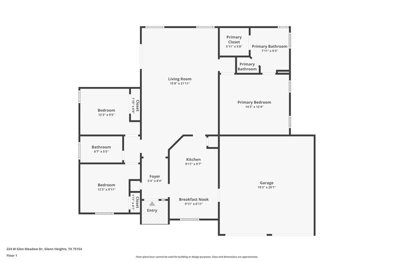 2,170/Mo, 224 W Glen Meadow Dr Glenn Heights, TX 75154 Floor Plan View