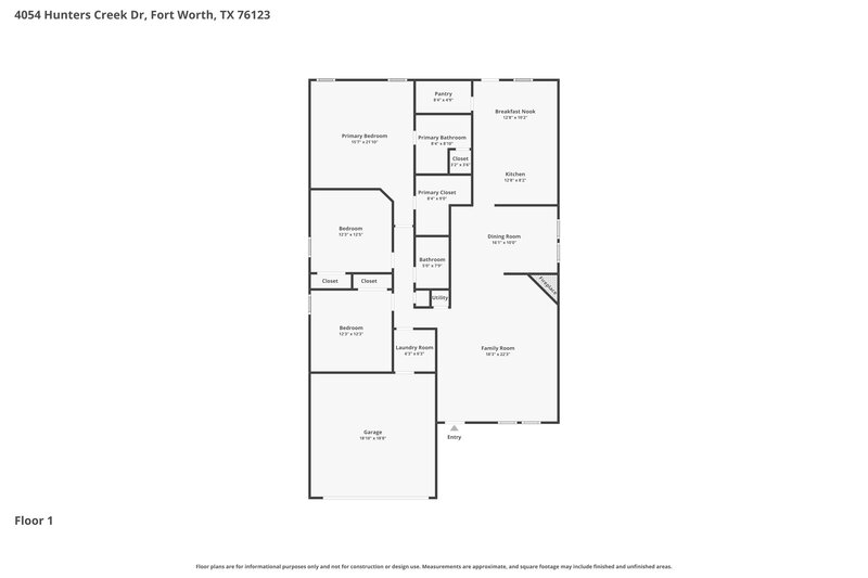 1,960/Mo, 4054 Hunters Creek Dr Fort Worth, TX 76123 Floor Plan View