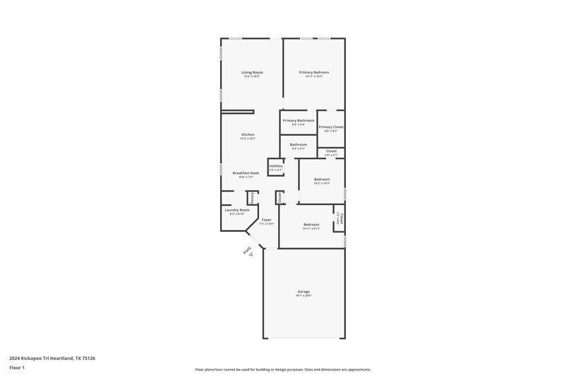 2,400/Mo, 2024 Kickapoo Trl Heartland, TX 75126 Floor Plan View