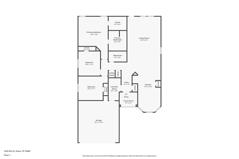 1,925/Mo, 1633 Elm St Anna, TX 75409 Floor Plan View