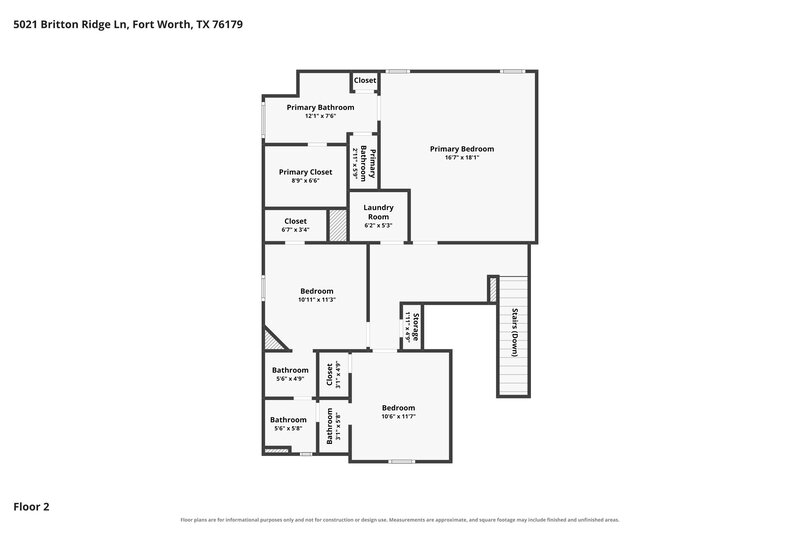 2,225/Mo, 5021 Britton Ridge Ln Fort Worth, TX 76179 Floor Plan View 2